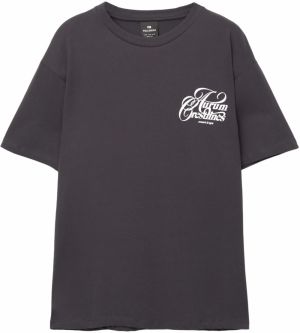 Pull&Bear Tričko 'AURUM CRESTLINES'  námornícka modrá / biela