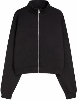 Bershka Tepláková bunda  čierna
