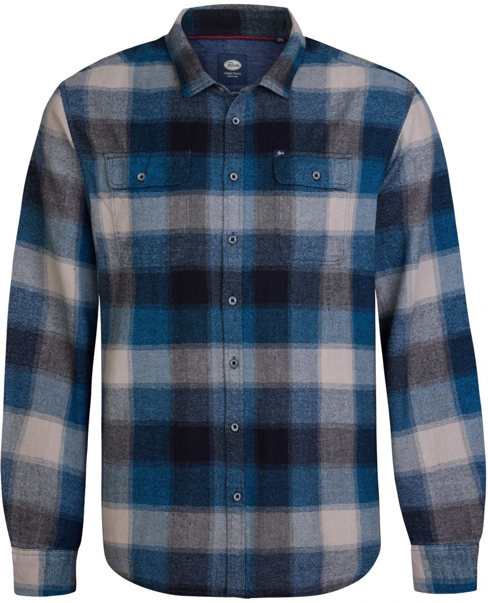 Petrol Industries Košeľa  béžová / indigo / azúrová