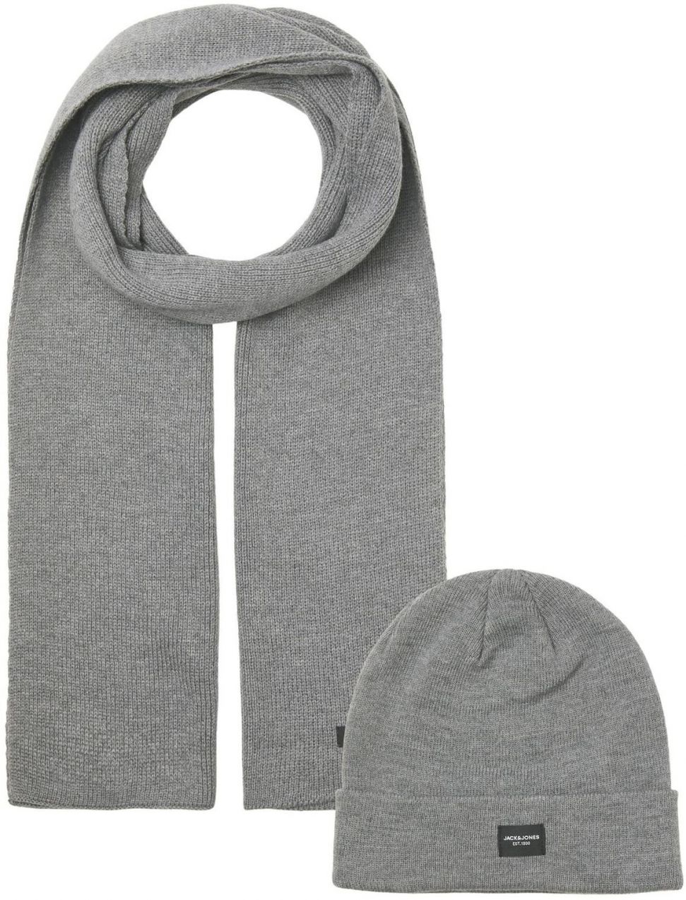 JACK & JONES Šál 'JACDna'  sivá melírovaná / čierna / biela