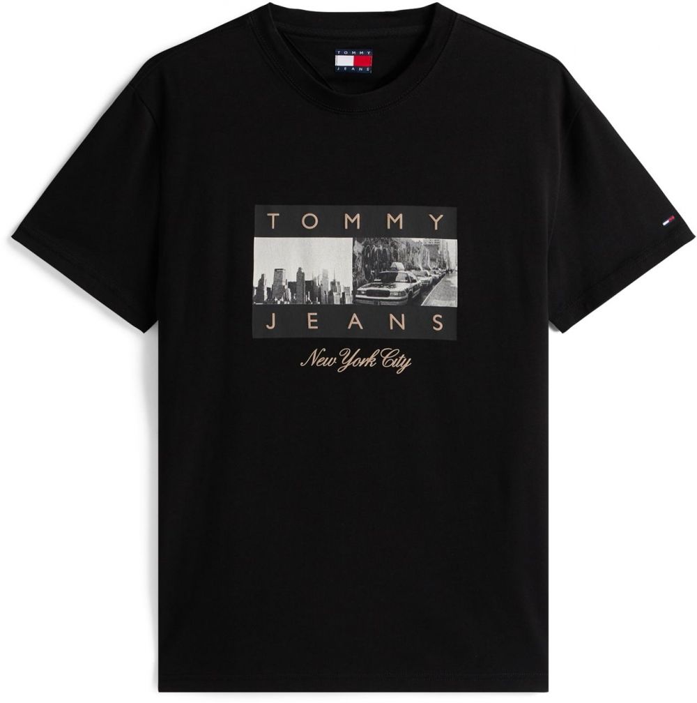 Tommy Jeans Tričko  béžová / čierna / biela