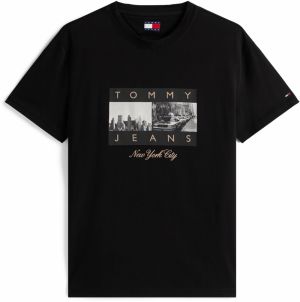 Tommy Jeans Tričko  béžová / čierna / biela