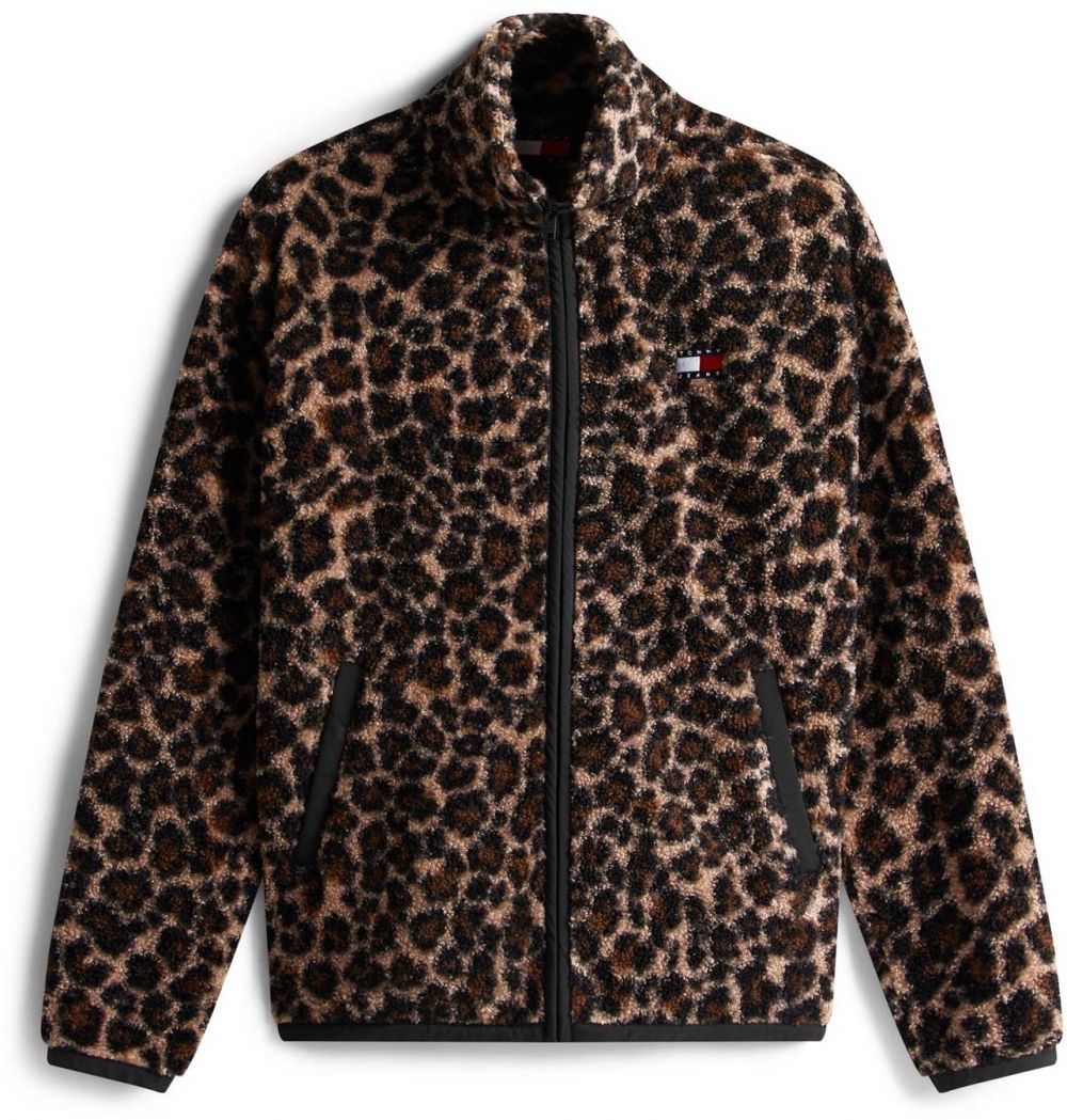 Tommy Jeans Flisová bunda  hnedá / čierna
