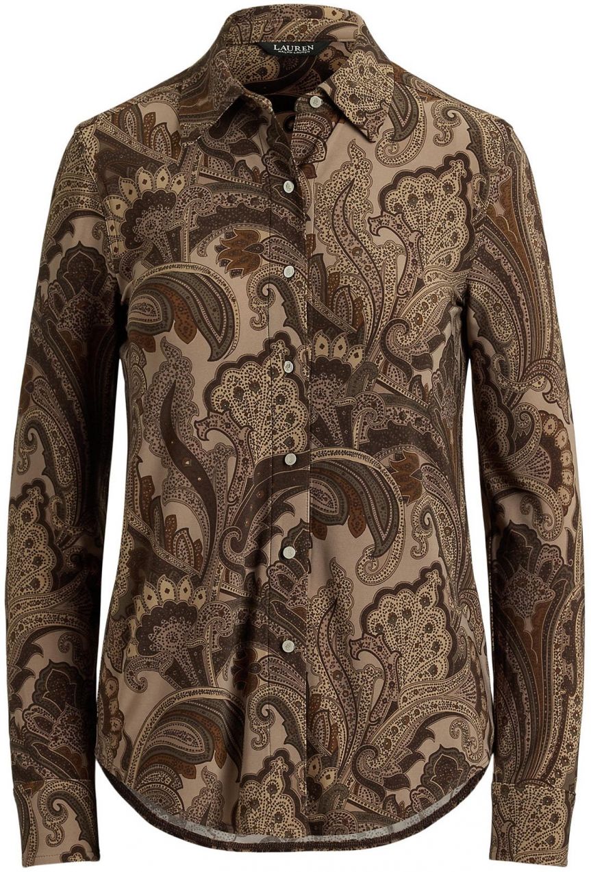 Lauren Ralph Lauren Blúzka  tmavobéžová / hnedá / tmavohnedá / tmavošedá