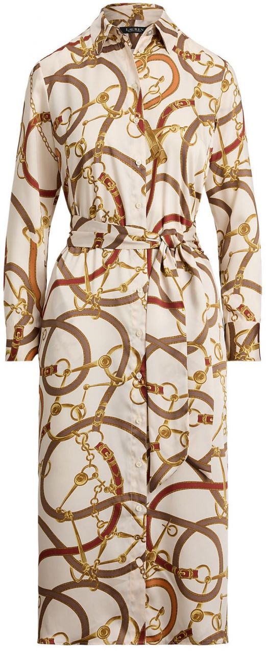 Lauren Ralph Lauren Košeľové šaty 'FAYELLA'  krémová / karamelová / tmavošedá / červená