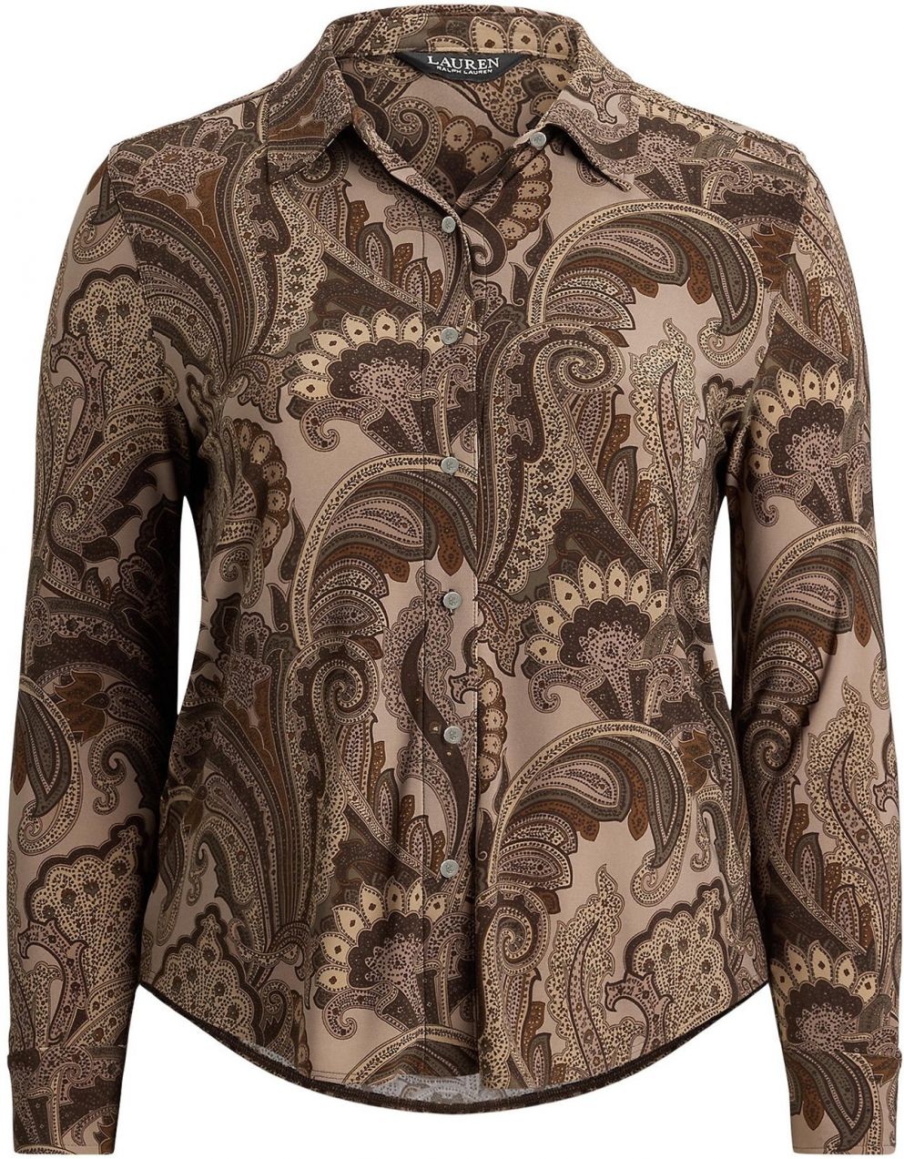 Lauren Ralph Lauren Plus Blúzka 'DAQUANE'  béžová / hnedá / svetlohnedá / tmavošedá
