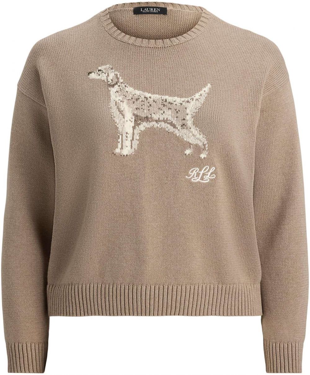 Lauren Ralph Lauren Plus Sveter 'RIEDNEE'  hnedá / tmavohnedá / biela