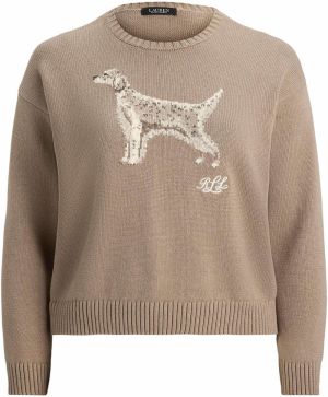 Lauren Ralph Lauren Plus Sveter 'RIEDNEE'  hnedá / tmavohnedá / biela