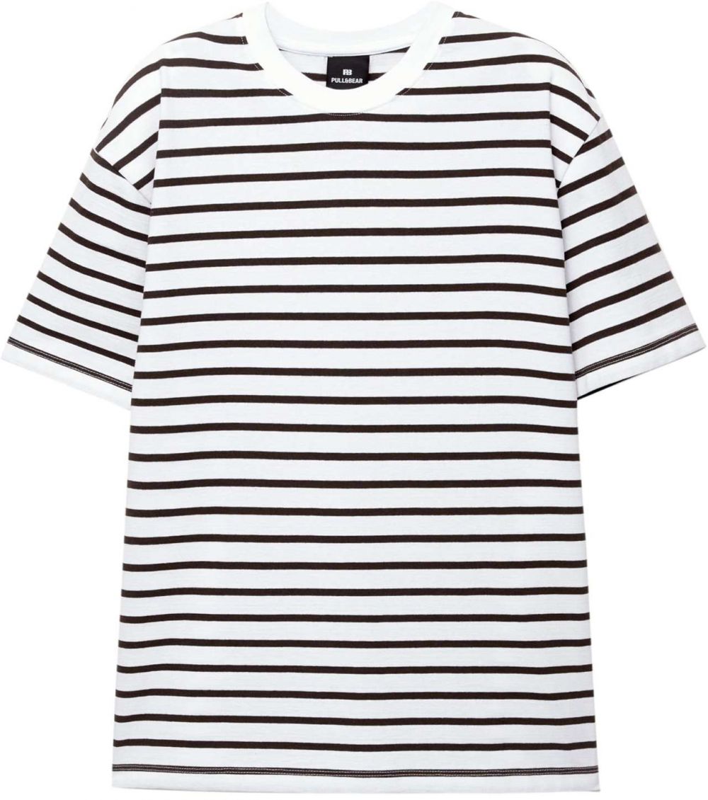 Pull&Bear Tričko  tmavohnedá / biela