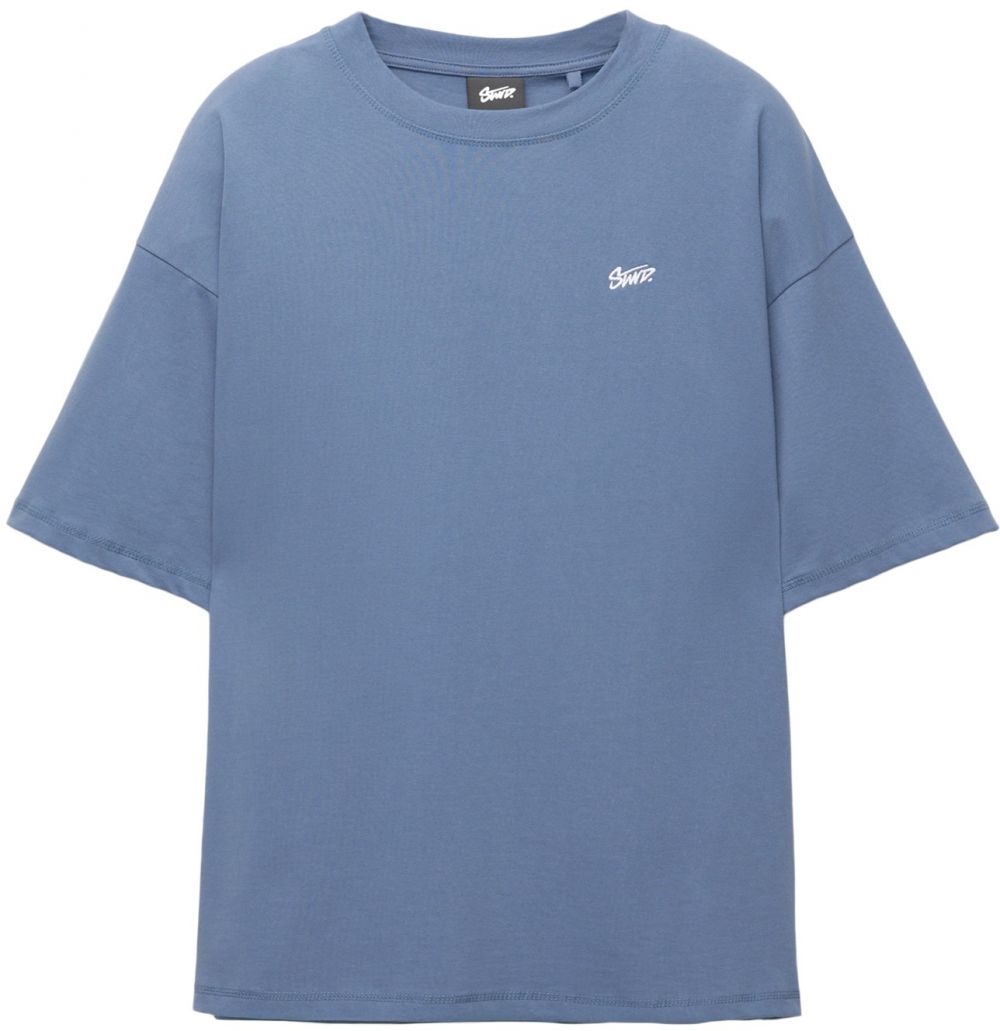 Pull&Bear Tričko 'STWD'  zafírová / biela