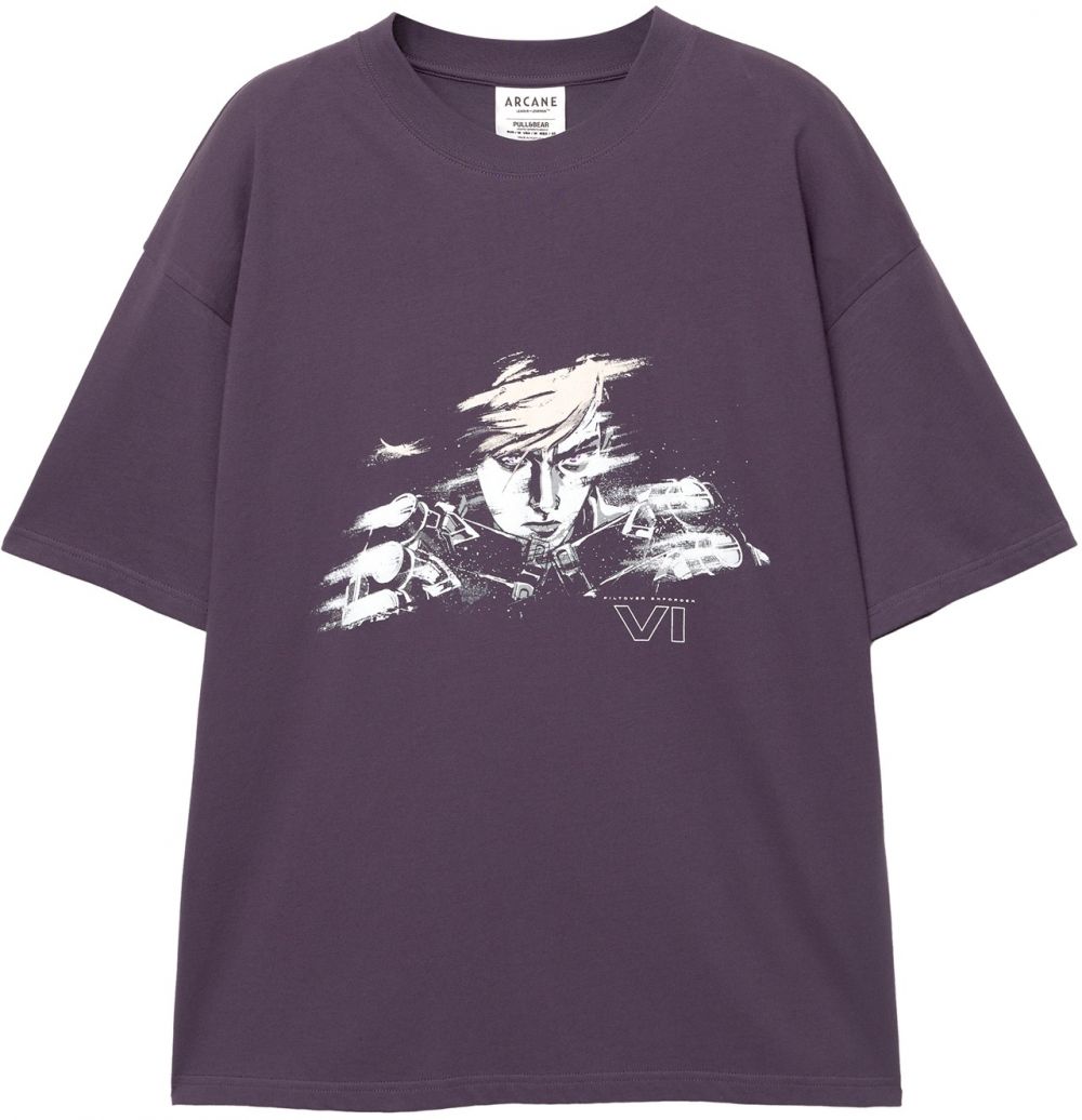Pull&Bear Tričko  modrofialová / biela