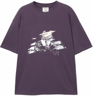 Pull&Bear Tričko  modrofialová / biela