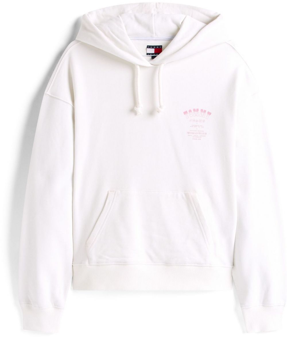 Tommy Jeans Mikina  ružová / biela