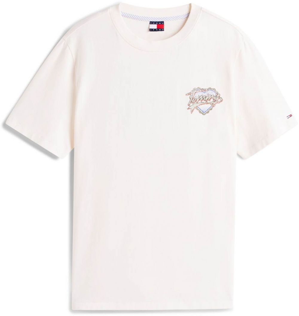 Tommy Jeans Tričko 'HEART'  azúrová / pastelovo zelená / oranžová / biela