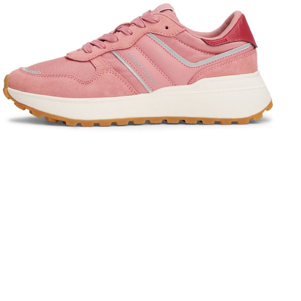 Tommy Jeans Nízke tenisky 'CLEATED RUNNER'  svetlosivá / ružová