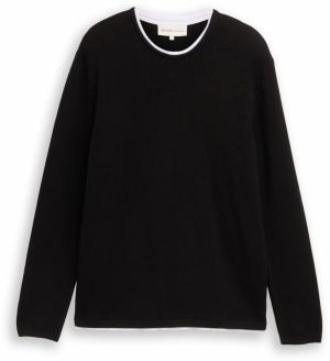 TOM TAILOR DENIM Sveter  čierna / biela