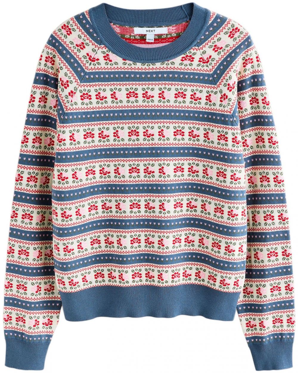 Next Sveter  modrá denim / tmavozelená / červená / biela