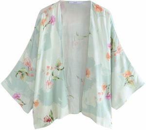Next Kimono  zelená / mätová / oranžová / svetloružová
