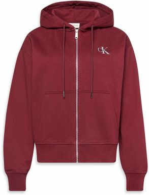 Calvin Klein Jeans Tepláková bunda  tmavočervená / čierna / biela