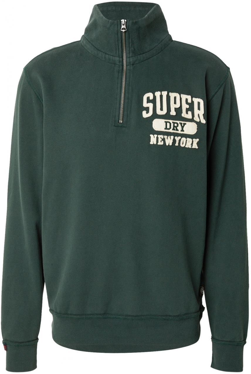 Superdry Mikina 'VINTAGE ATHLETIC'  svetlobéžová / tmavozelená