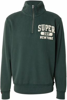 Superdry Mikina 'VINTAGE ATHLETIC'  svetlobéžová / tmavozelená