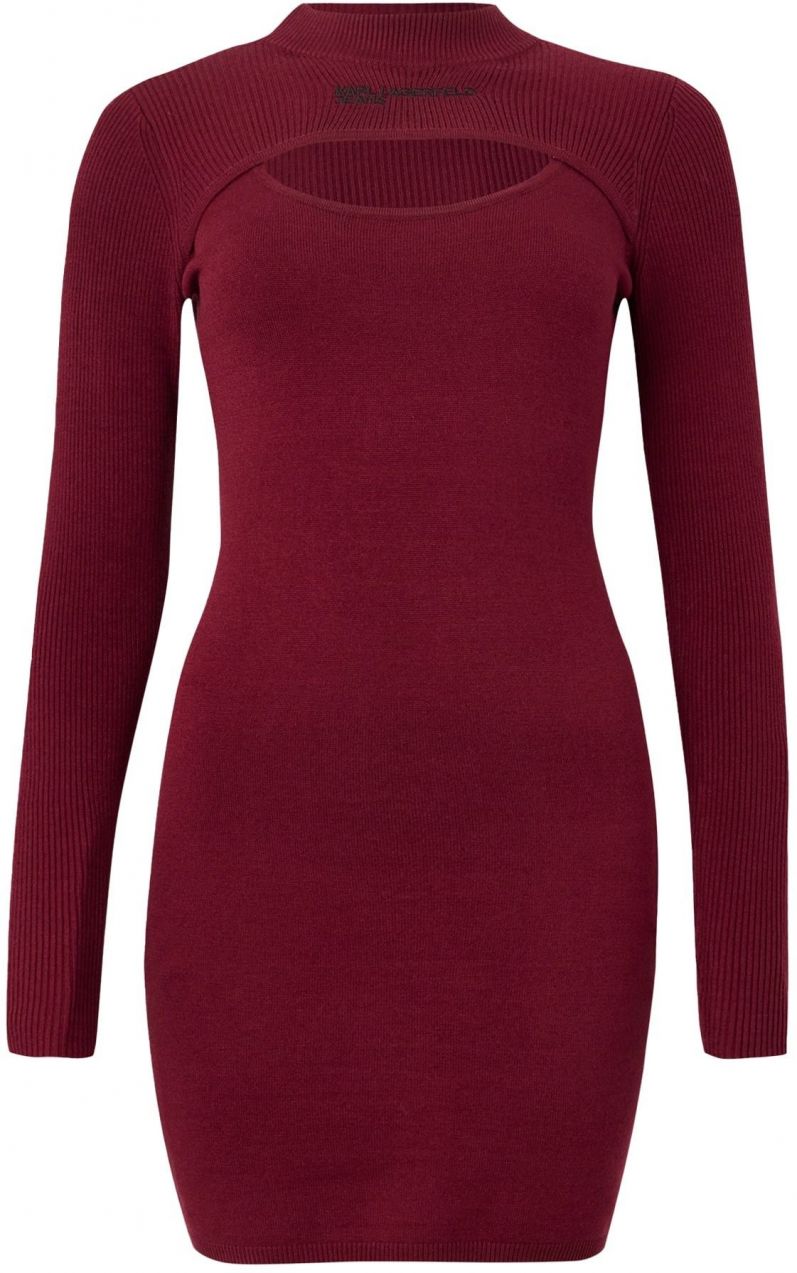 KARL LAGERFELD JEANS Pletené šaty  burgundská / čierna