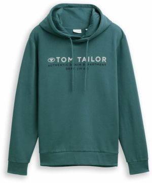 TOM TAILOR Mikina  smaragdová / čierna / biela