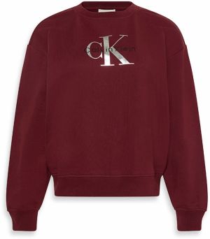 Calvin Klein Jeans Mikina  čerešňová / strieborná / biela