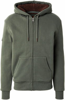 Superdry Tepláková bunda  tmavozelená