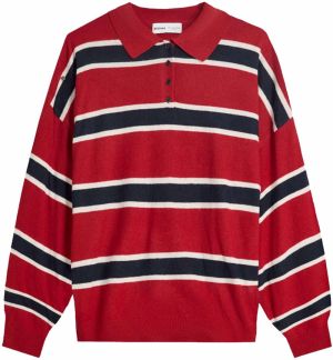 Bershka Sveter  námornícka modrá / červená / biela