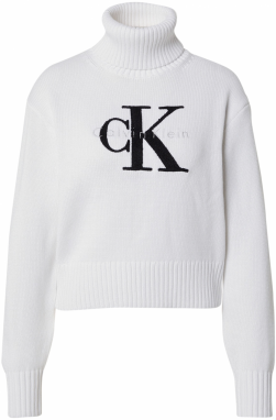Calvin Klein Jeans Sveter 'Chenille'  čierna / biela