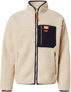 Superdry Flisová bunda  béžová / námornícka modrá / oranžová / biela