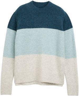 TOM TAILOR DENIM Sveter  petrolejová / mätová / biela