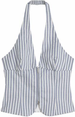 Bershka Top  tmavomodrá / biela