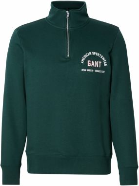 GANT Mikina  tmavozelená / biela