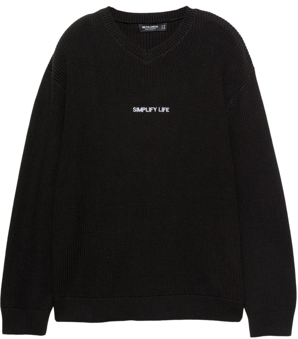 Pull&Bear Sveter  čierna / biela