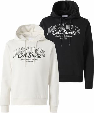 JACK & JONES Sveter 'JJMAKOTO'  čierna / biela / biela ako vlna