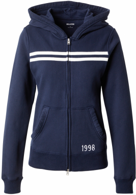 HOLLISTER Tepláková bunda  námornícka modrá / biela