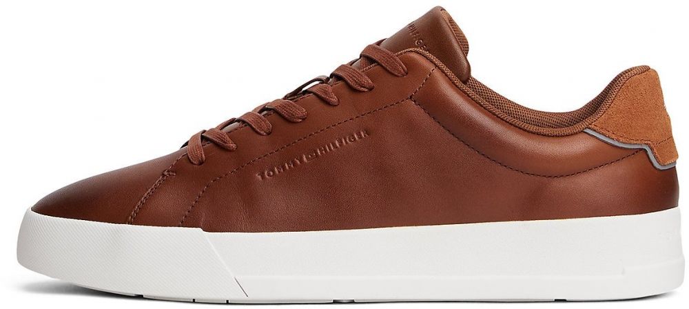 TOMMY HILFIGER Nízke tenisky 'COURT'  koňaková / sivá