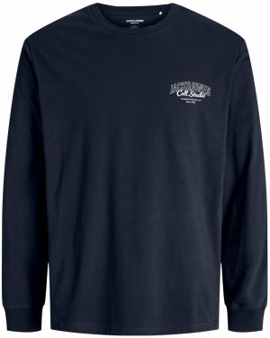 JACK & JONES Tričko 'JJMAKOTO'  tmavomodrá / biela