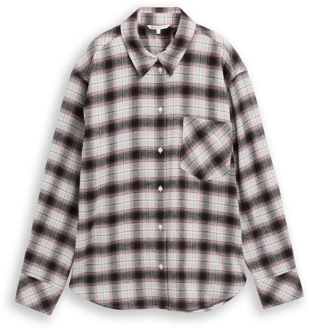 TOM TAILOR DENIM Blúzka  hnedá / biela