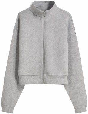 Bershka Tepláková bunda  sivá melírovaná