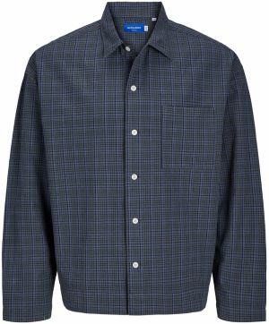 JACK & JONES Košeľa 'JORROXBURY'  azúrová / sivá / čierna