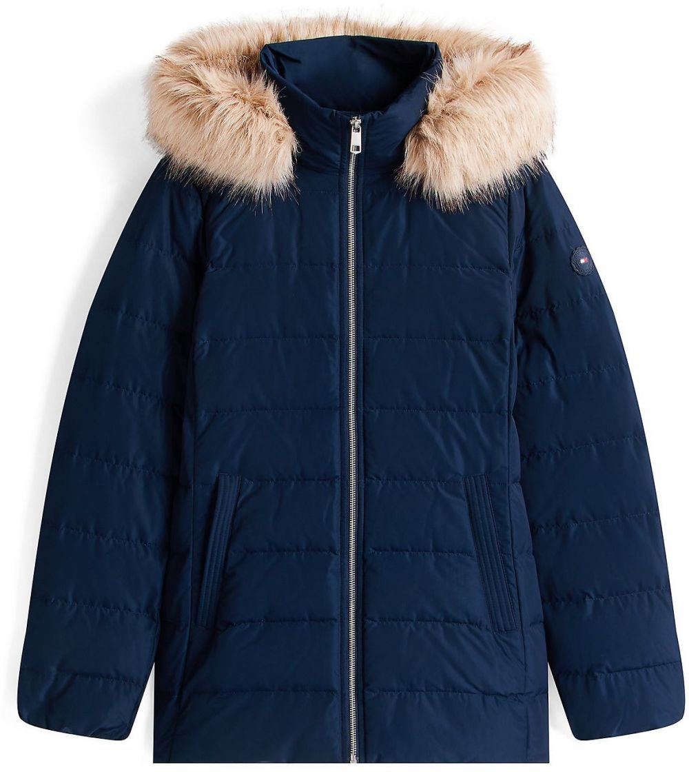 TOMMY HILFIGER Zimná bunda  béžová melírovaná / námornícka modrá