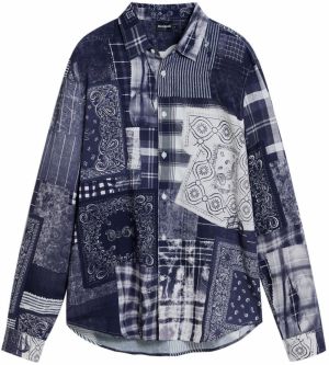 Desigual Košeľa  tmavomodrá / biela