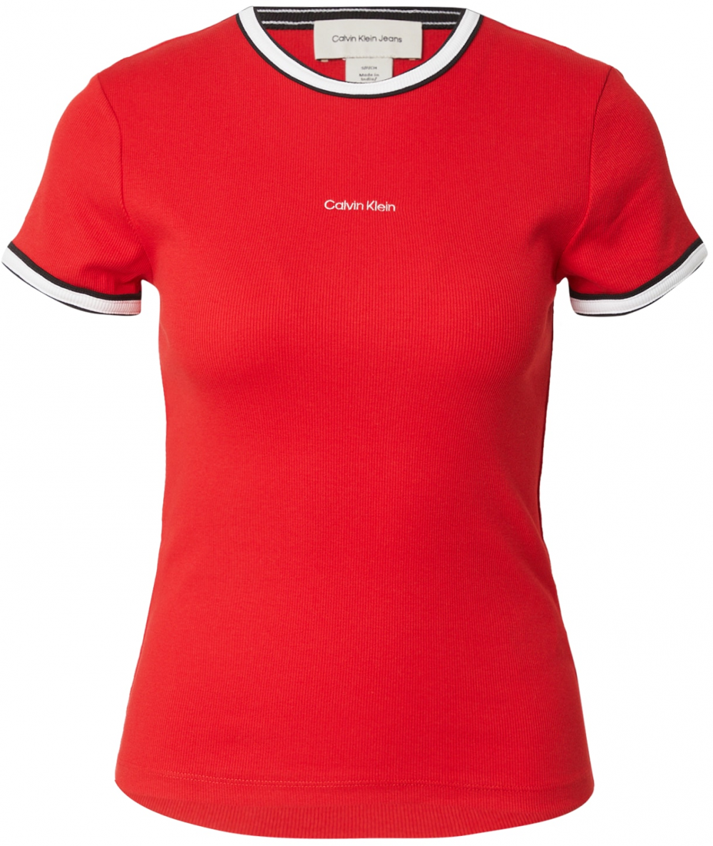 Calvin Klein Jeans Tričko  krvavo červená / čierna / biela