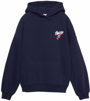 Pull&Bear Mikina 'STWD CARAMELO'  námornícka modrá / jasne červená / biela