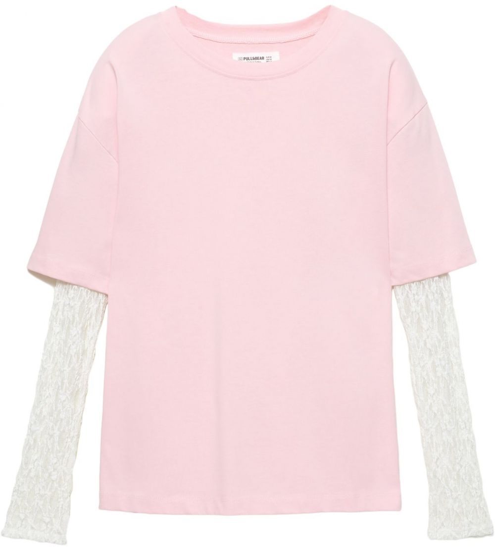 Pull&Bear Tričko  ružová / biela