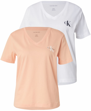 Calvin Klein Jeans Tričko  pastelovo oranžová / čierna / biela