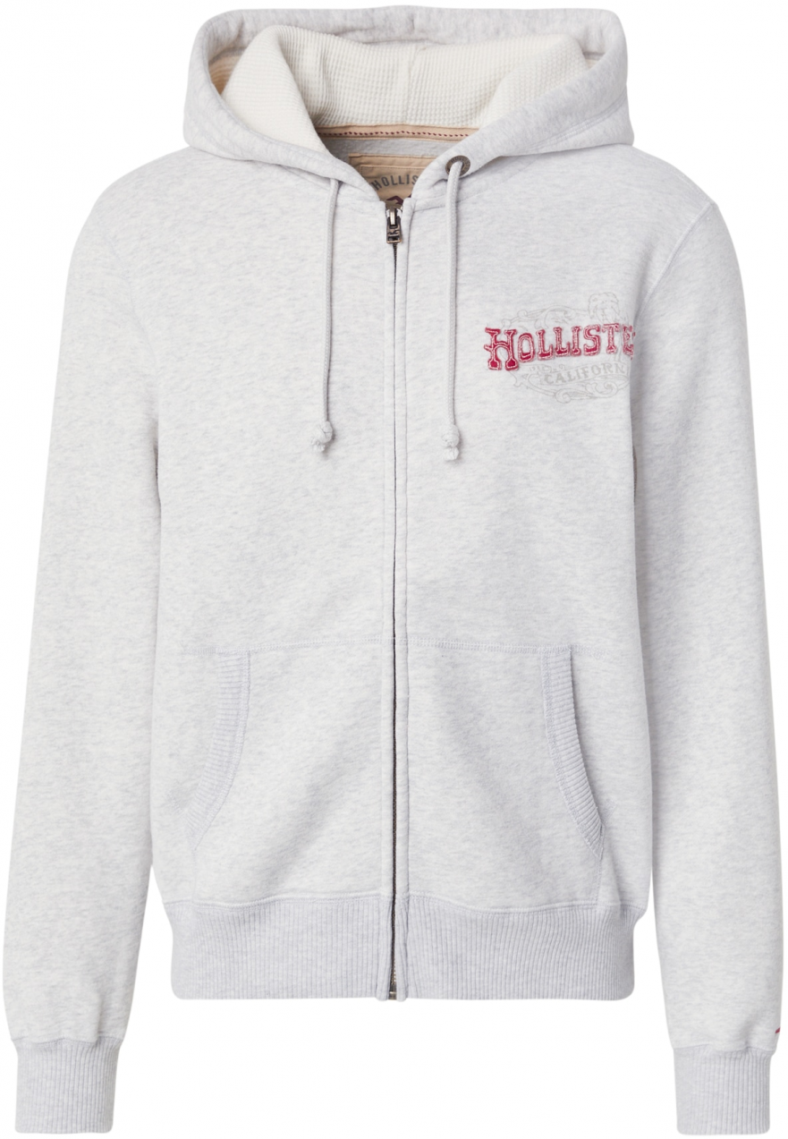 HOLLISTER Tepláková bunda  kamenná / brusnicová